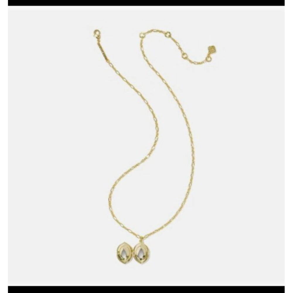 Kendra Scott Bethany Heart Locket Lariat Necklace Gold Plated Brass Adj